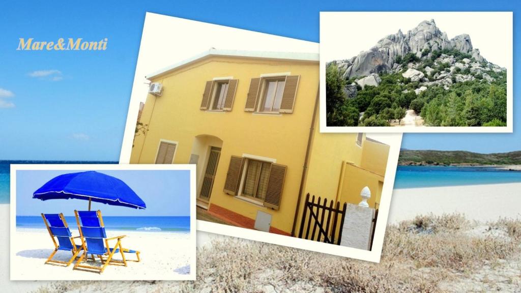 un collage de photos d'une maison et d'une plage dans l'établissement Mare&Monti, à Telti
