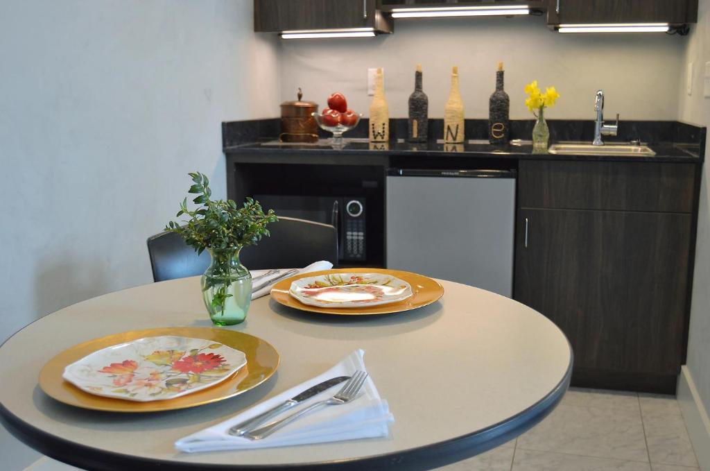 Kuchyň nebo kuchyňský kout v ubytování Hotel Audubon