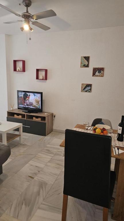 A television and/or entertainment centre at Ideal Holiday Apartment City Center
