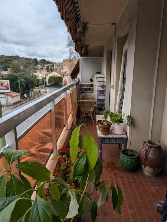d'un balcon avec des plantes. dans l'établissement 4 people, 15 minutes from Cannes, au Cannet