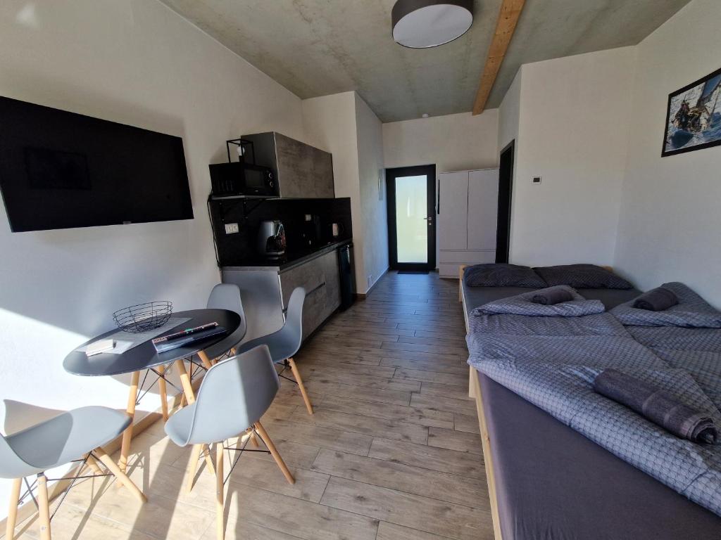 TV a/nebo společenská místnost v ubytování Moderní byt v Relax Vila Lipno u pláže Windy Point