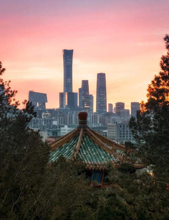 Nespecifikovaný výhled na destinaci Peking nebo výhled na město při pohledu z hotelu