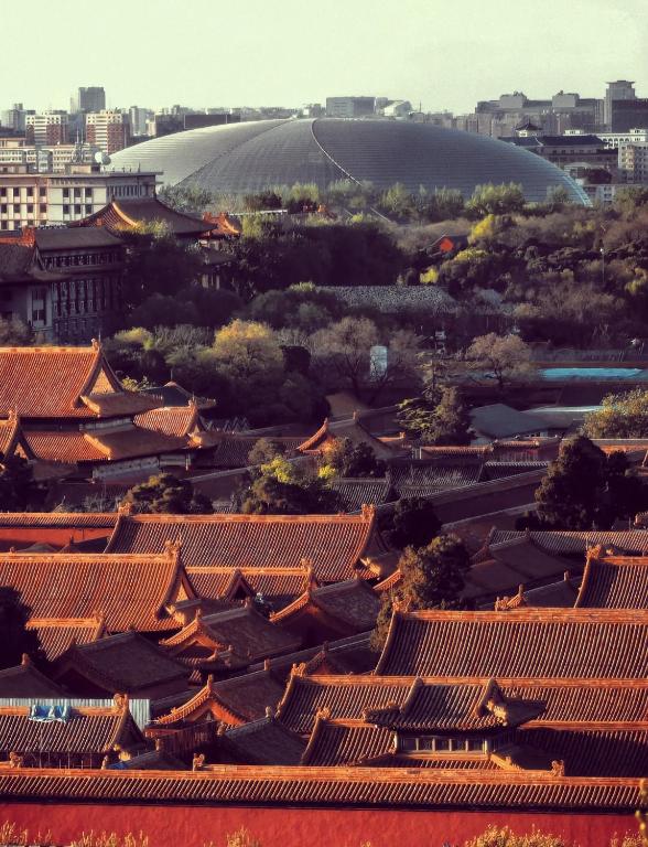 Nespecifikovaný výhled na destinaci Peking nebo výhled na město při pohledu z hotelu