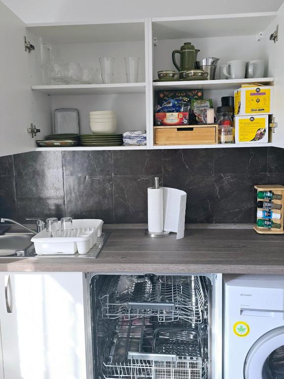 Kuchyň nebo kuchyňský kout v ubytování Südhang Wohnung bei Mariahilfberg