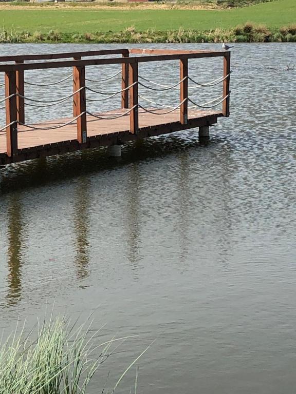 Výhled na řeku, která protéká v blízkosti farmy