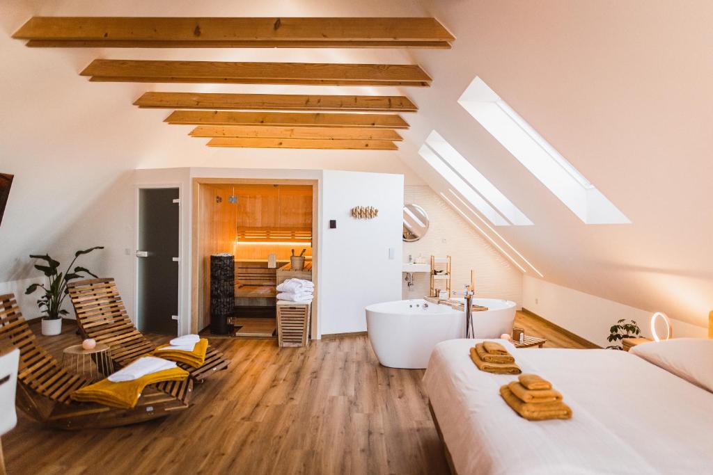 Postel nebo postele na pokoji v ubytování Apartmán Inkognito