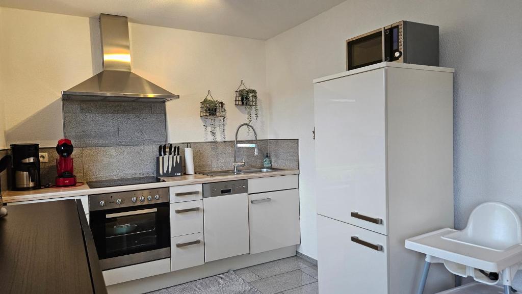 Kuchyň nebo kuchyňský kout v ubytování Gästehaus Ferienwohnung Abendstern