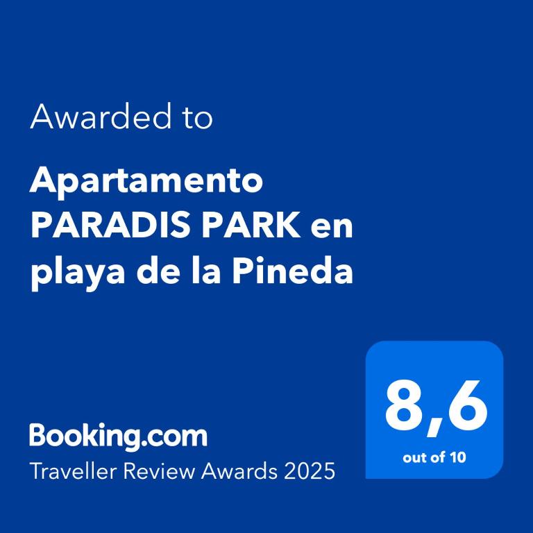 Certifikát, ocenenie alebo iný dokument vystavený v ubytovaní Apartamento PARADIS PARK en playa de la Pineda