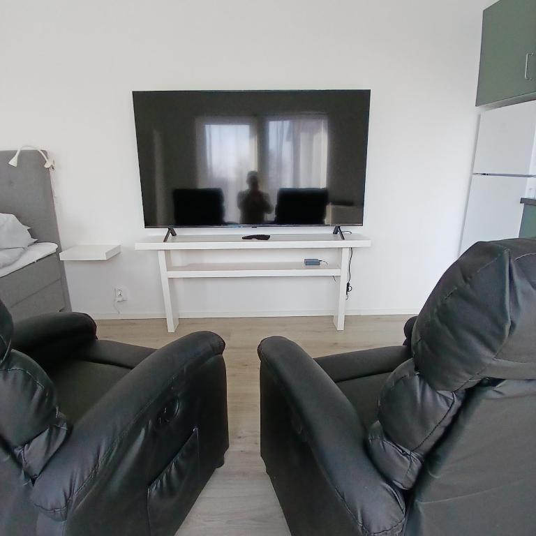 TV a/nebo společenská místnost v ubytování Gäststuga i centrala Ystad #2