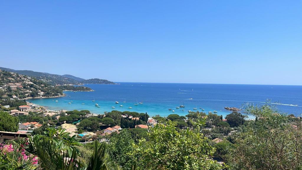 - une vue sur une baie avec des bateaux dans l'eau dans l'établissement Vue époustouflante sur la mer, au Lavandou