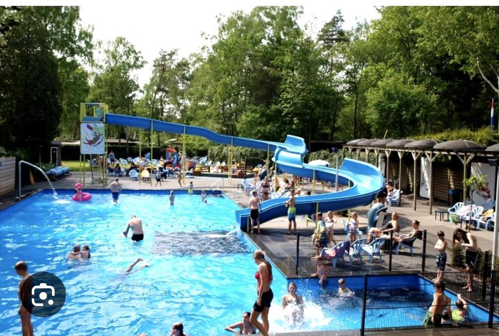 a group of people in a swimming pool at Fijn Boschalet Midden op de Veluwe, 2 fietsen in Hoenderloo
