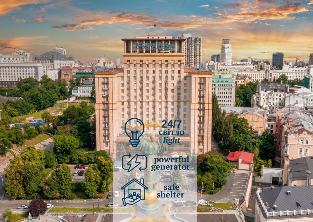 Nespecifikovaný výhled na destinaci Kyjev nebo výhled na město při pohledu z hotelu