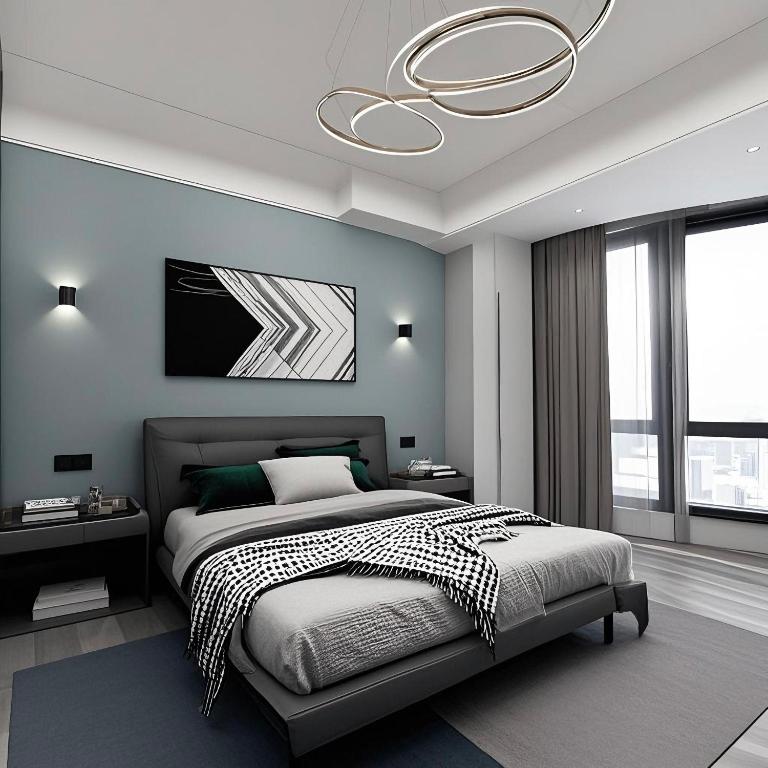 Postel nebo postele na pokoji v ubytování 和樾 City View Hotel - Guangzhou Taikoo Hui Zhujiang New Town Tianhe Sports Cente-Canton Fair