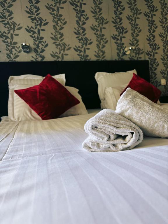 Postel nebo postele na pokoji v ubytování Hotel Le Divona "au coeur de Divonne"