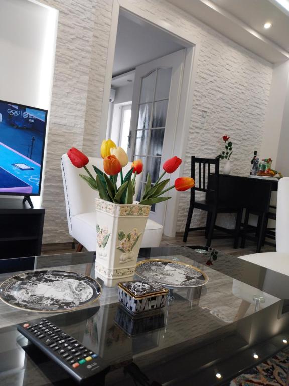 Telewizja i/lub zestaw kina domowego w obiekcie Rozinka apartman