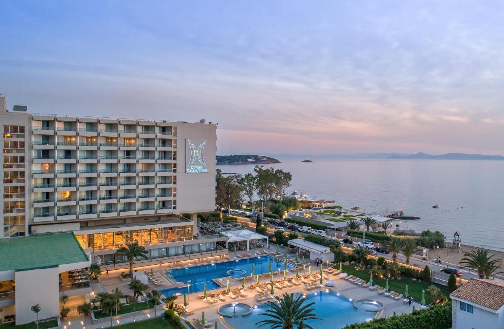an aerial view of a hotel and the water at Divani Apollon Palace & Thalasso in Athens