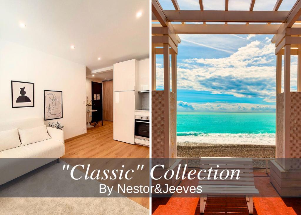 un salon avec vue sur l'océan dans l'établissement Nestor&Jeeves - COEUR RIVIERA - City Center - Near Beach, à Nice