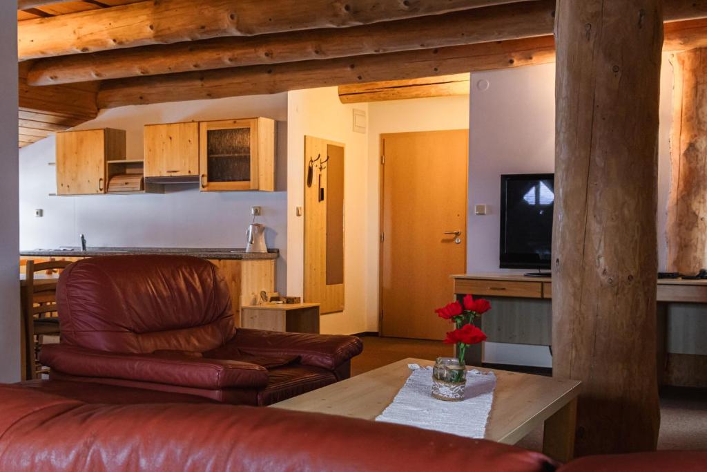 Kuchyň nebo kuchyňský kout v ubytování Hotel Grůň