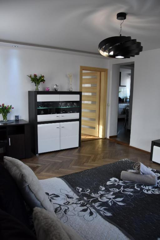 Kuchyň nebo kuchyňský kout v ubytování Apartament Night Premium Krakow