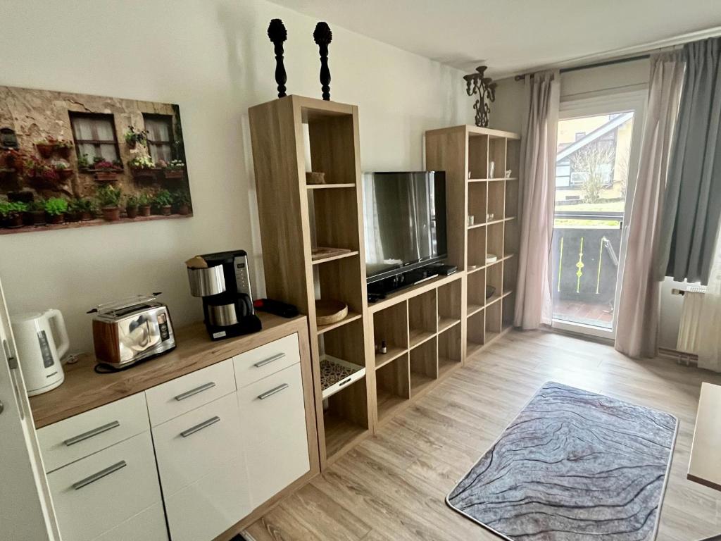 Kuchyň nebo kuchyňský kout v ubytování Lindenhof Appartement