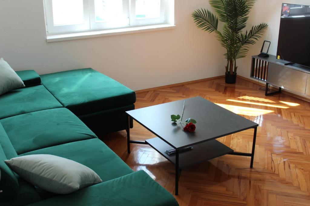 Ruang duduk di Dalmatian home with private parking