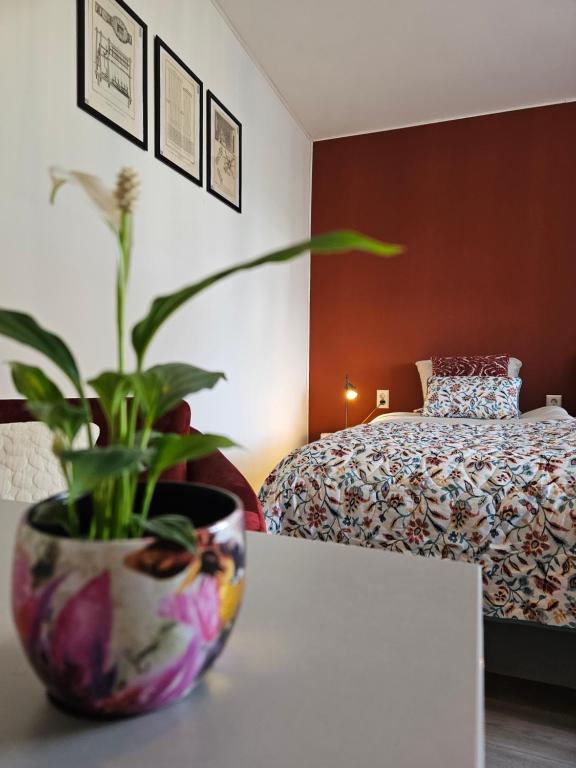 Postel nebo postele na pokoji v ubytování B&B it Arbeidershûske