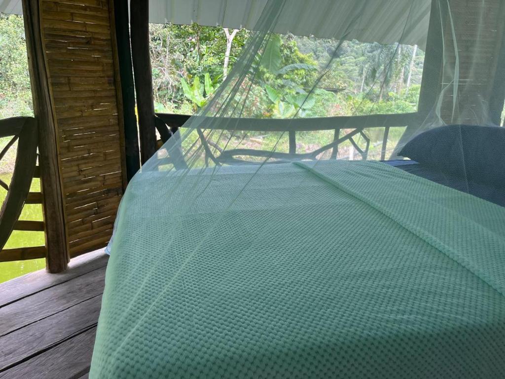 a bed in a room with a window at Hostal Ariantiy in Pepino