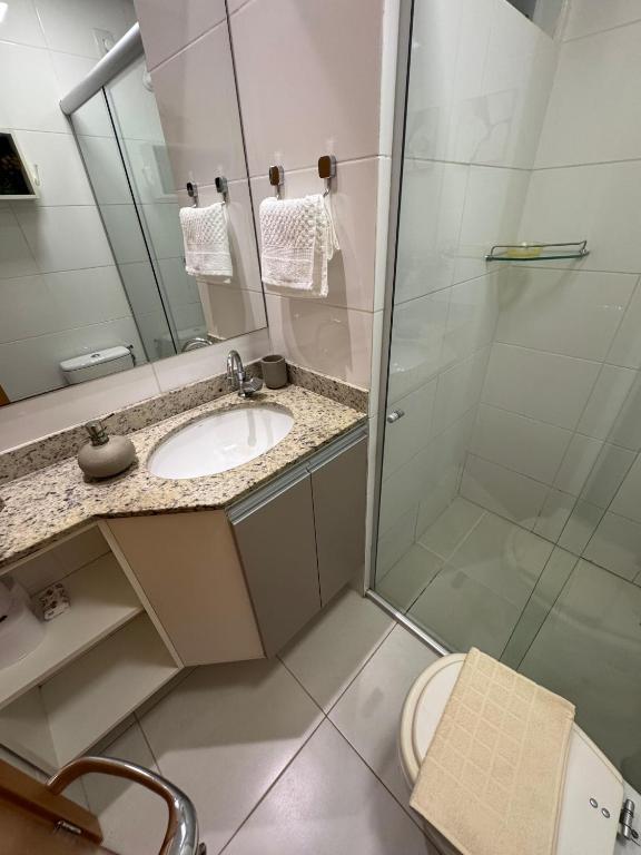 Koupelna v ubytování Excelente apartamento na Pedreira localização estratégica