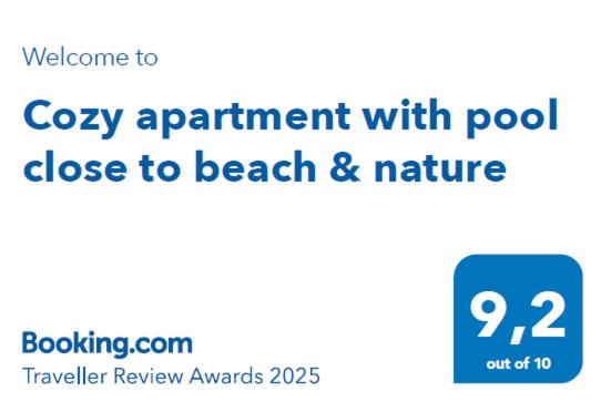 Certifikát, ocenenie alebo iný dokument vystavený v ubytovaní Cozy apartment with pool close to beach & nature