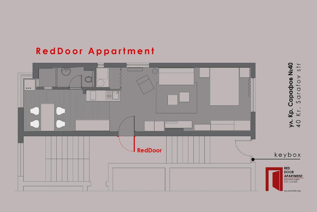 Půdorys ubytování Red Door Apartment