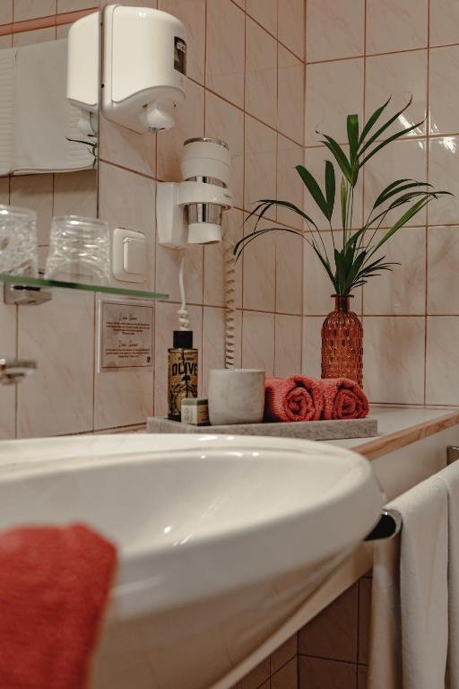 Koupelna v ubytování Appartements KATHRIN