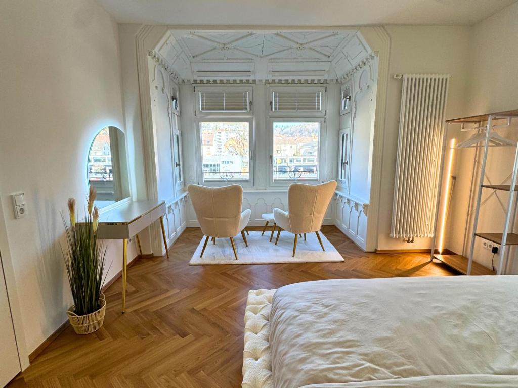 Ένα ή περισσότερα κρεβάτια σε δωμάτιο στο Isaak Apartment Löwenbau E2-W07