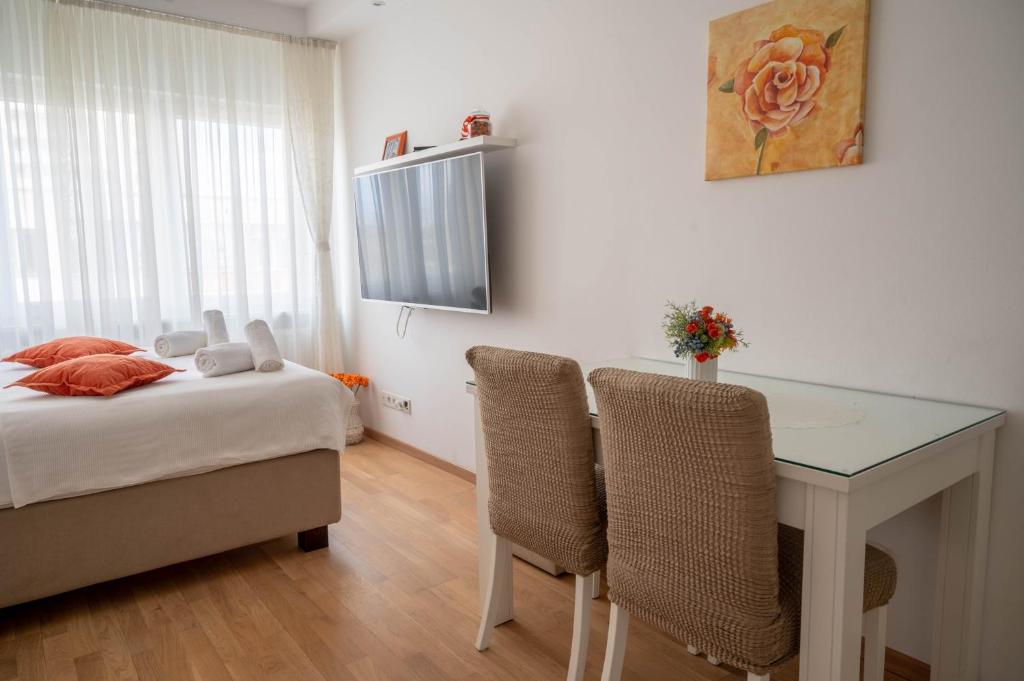 Televízia a/alebo spoločenská miestnosť v ubytovaní Apartments Zagreb West