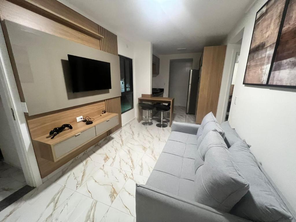 TV a/nebo společenská místnost v ubytování Apartamento no Crisalidas simplicidade e aconchego
