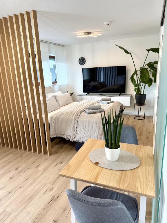Postel nebo postele na pokoji v ubytování Das 1 Zimmer Apartment