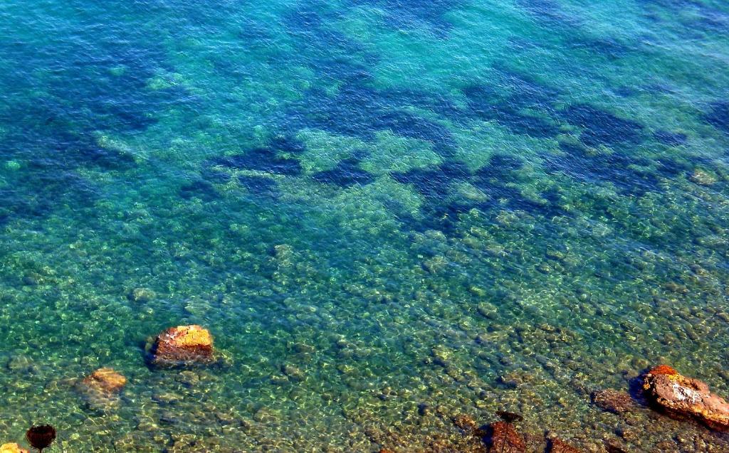 a view of the water with rocks in it at Albergo 'La Vigna' in Procida