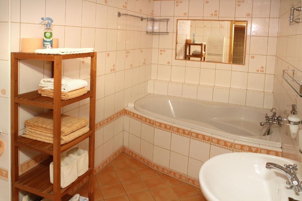 Koupelna v ubytování Penzion Pod Hradem