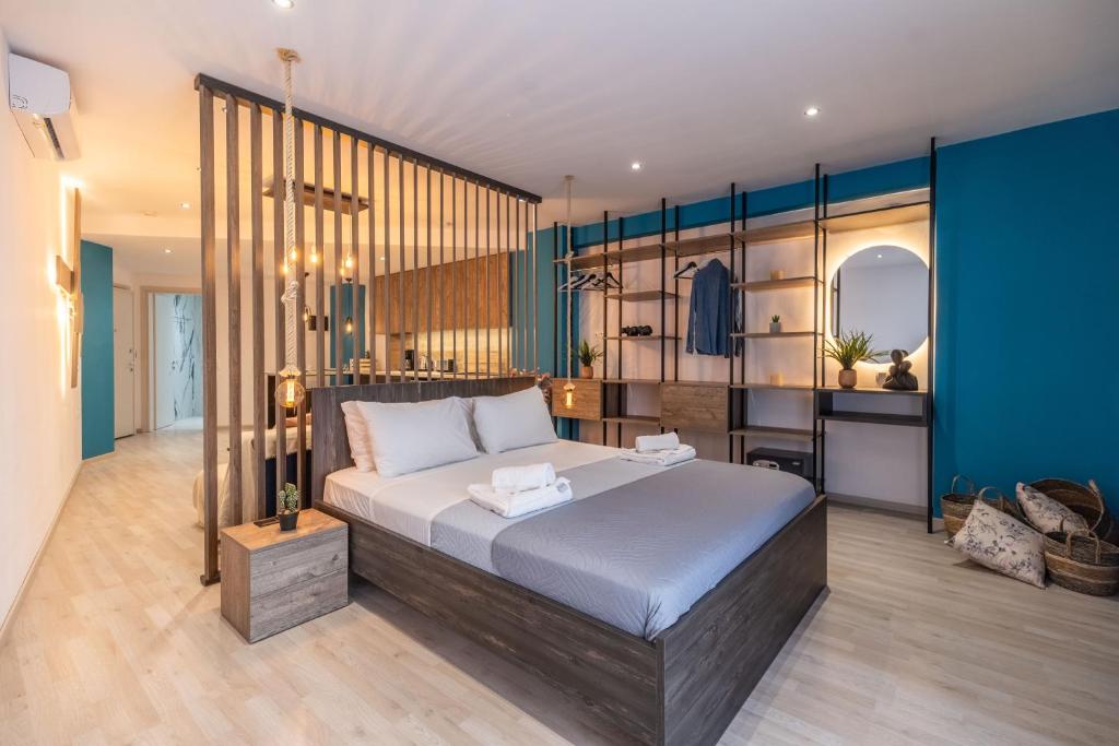 Postel nebo postele na pokoji v ubytování Semiso Beach Suites