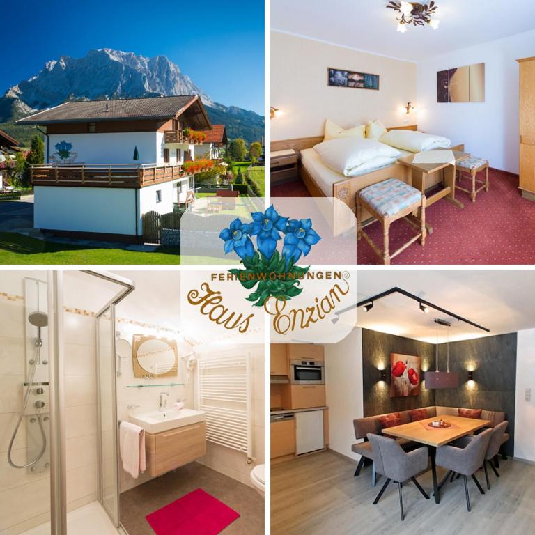 A bed or beds in a room at Haus Enzian