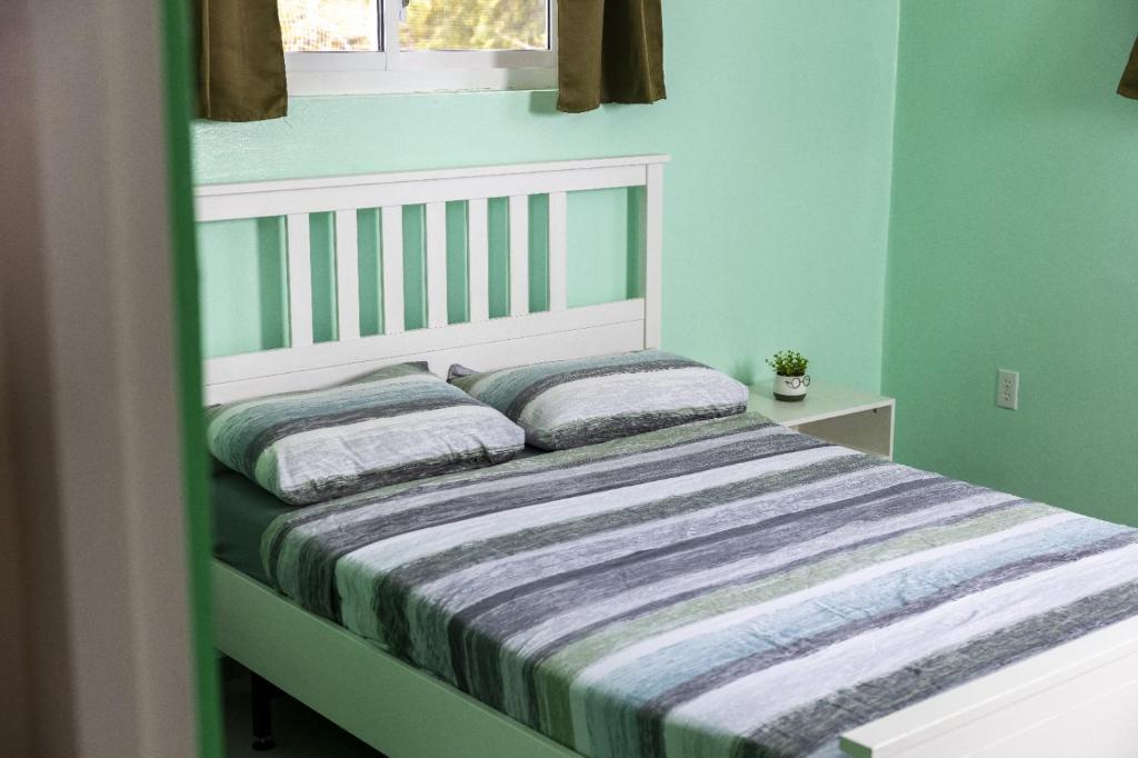 a bed in a room with green walls at Viemerci veronica suite 9b in Santa Catharina