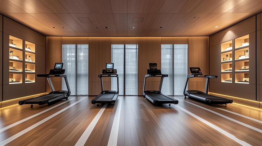 Fitness centrum a/nebo fitness zařízení v ubytování Yu Manju High-floor Huge-Screen Audiovisual Hotel-Guangzhou Tower Zhujiang New Town Sports West Road Branch