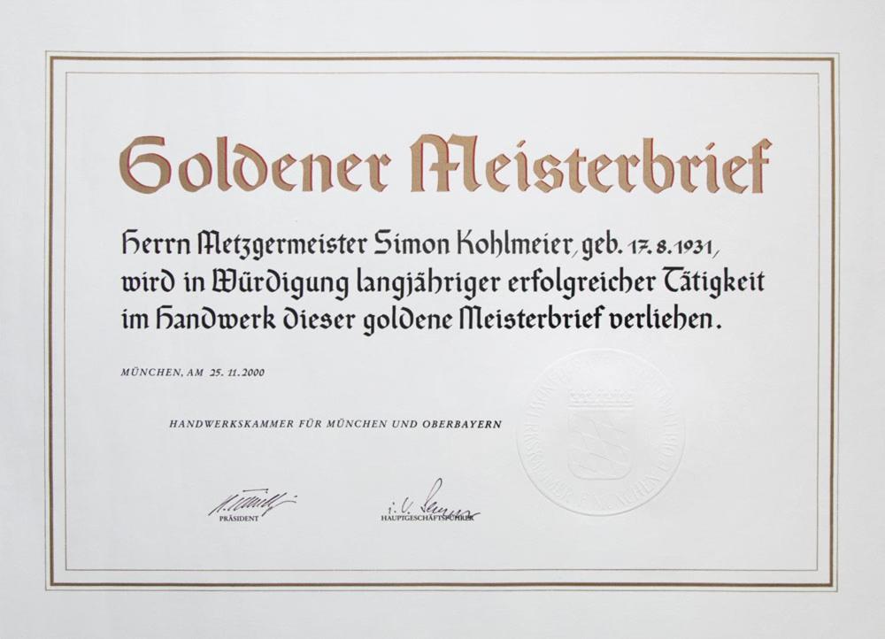 Certifikát, hodnocení, plakát nebo jiný dokument vystavený v ubytování Hotel-Gasthof-Kohlmeier