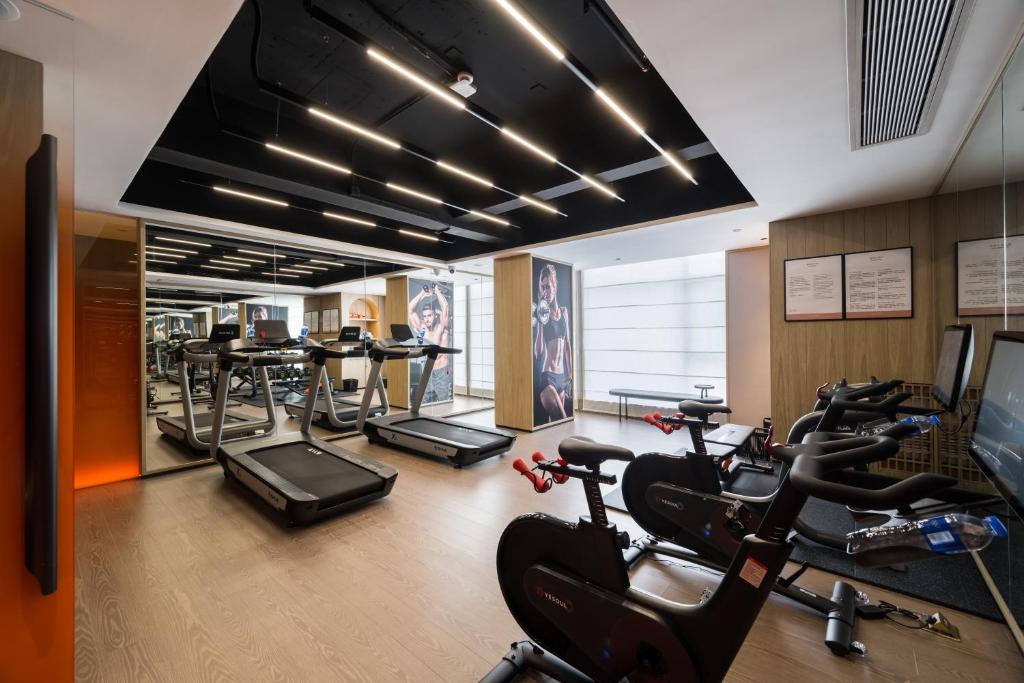 Fitness centrum a/nebo fitness zařízení v ubytování Arthur Hotel Luogang Xiangang Metro Guangzhou-Free Breakfast and Free Afternoon Tea