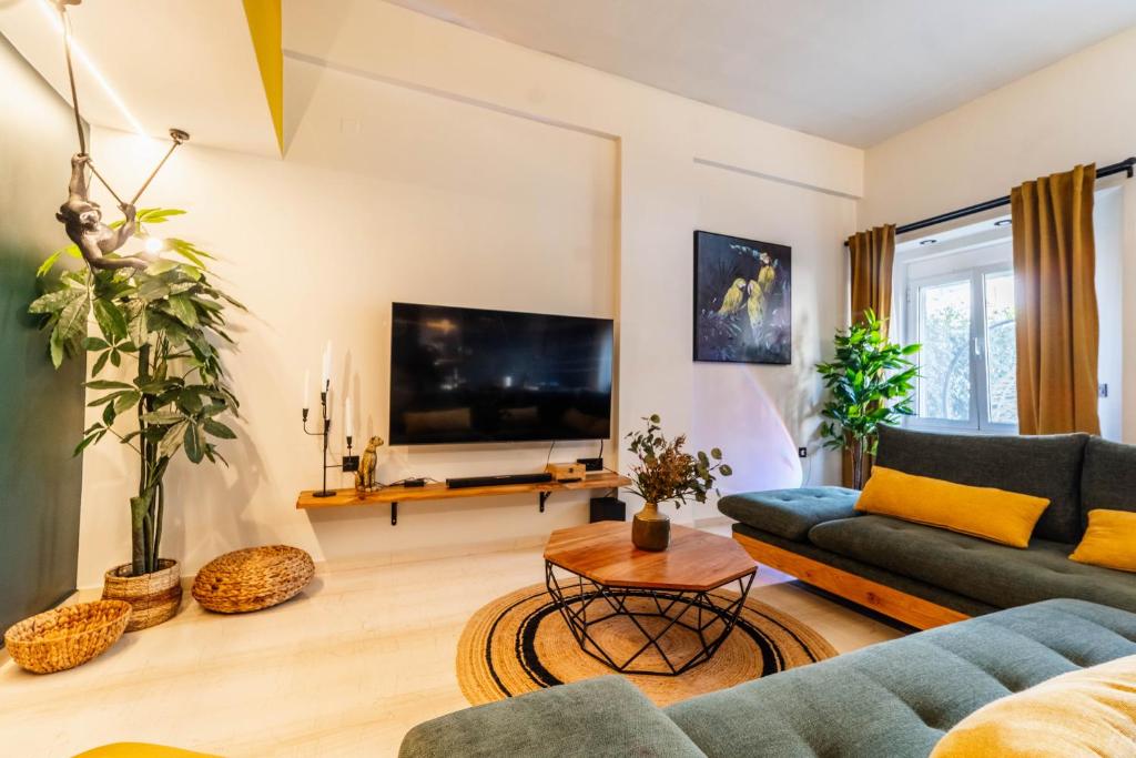 TV a/nebo společenská místnost v ubytování Mimosa Urban Habitation