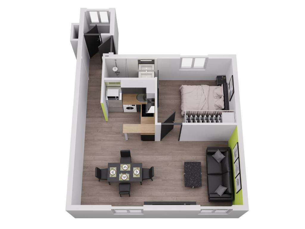 - un étage d'une chambre dans l'établissement Esprit libre, Beau 2 pièces climatisé, à Bordeaux