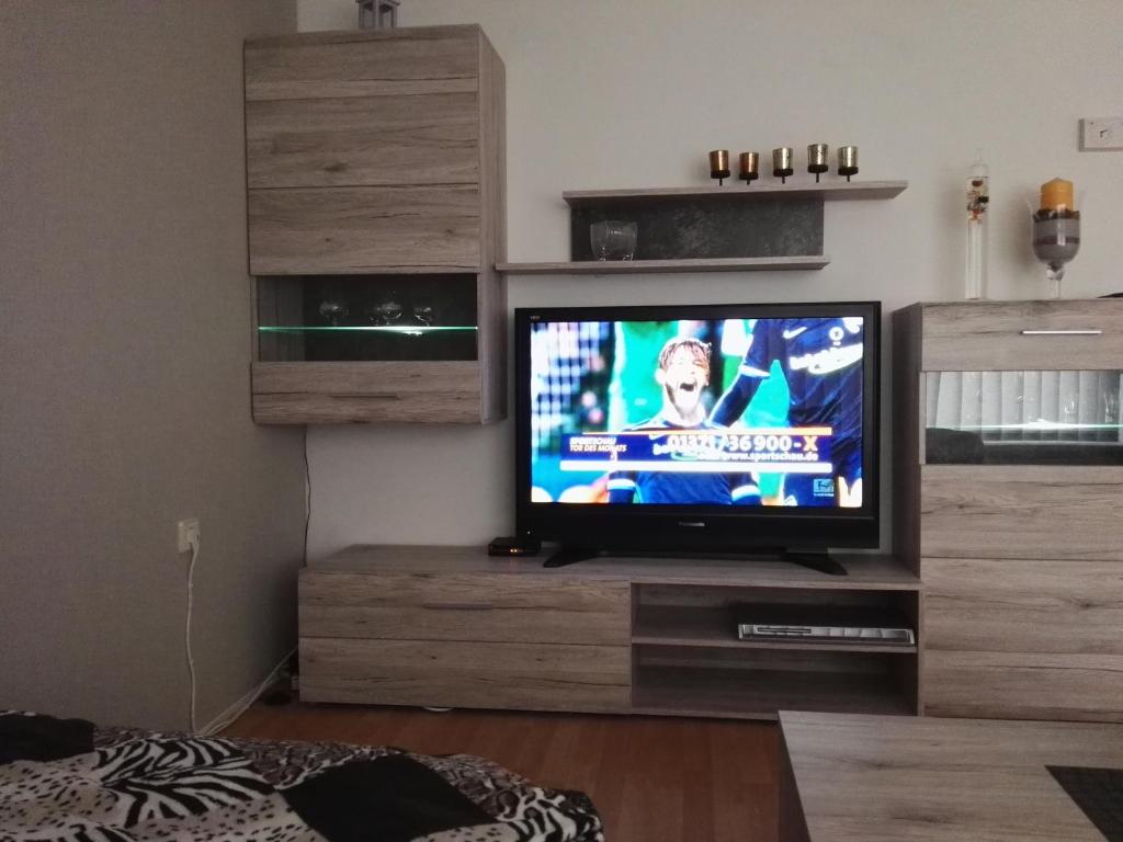 TV a/nebo společenská místnost v ubytování Gemütlich Und Modern Eingerichtetes Ferienhaus Mit Terrasse Im Herzen Des Erzgebirges