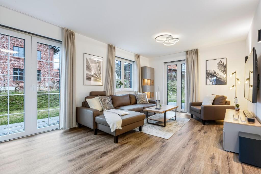 Ruang duduk di Ferienwohnung Strandnest Rosenhagen bei Travemünde