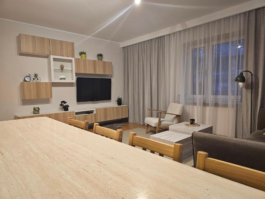 Televízia a/alebo spoločenská miestnosť v ubytovaní Apartament Rema w centrum APARTZAKOP