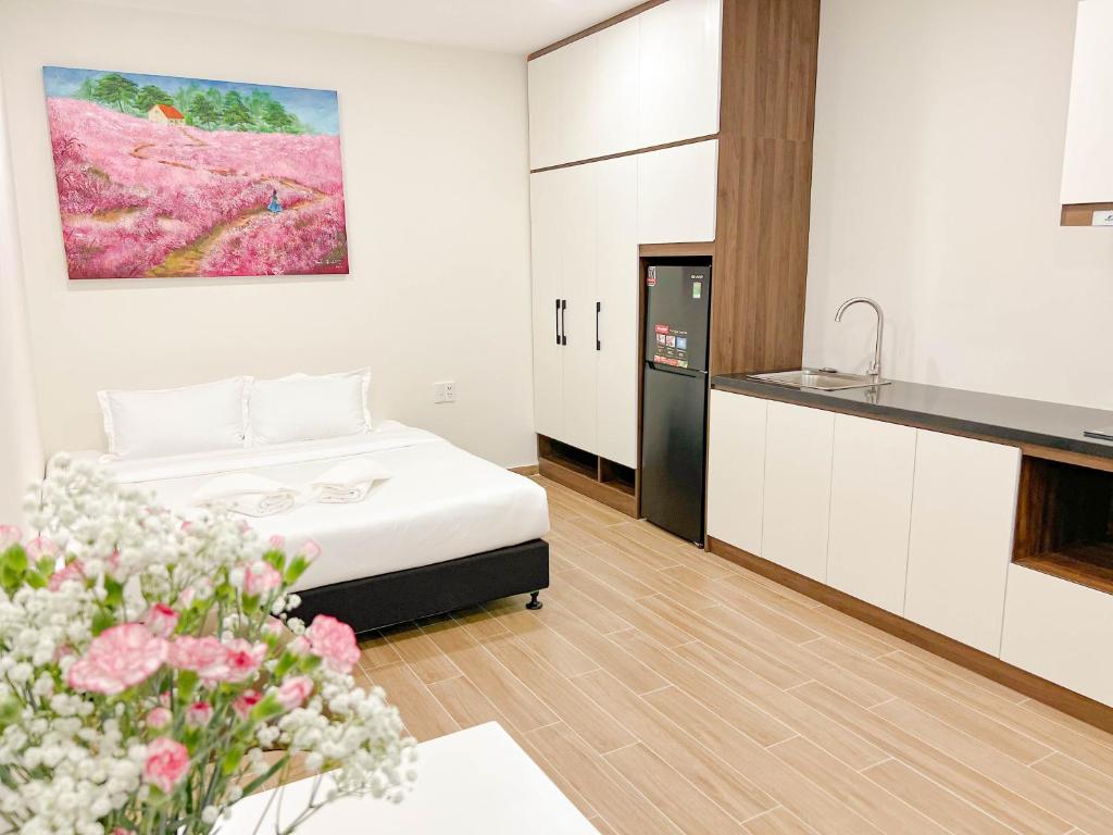 Kuchyň nebo kuchyňský kout v ubytování Heyday apartment