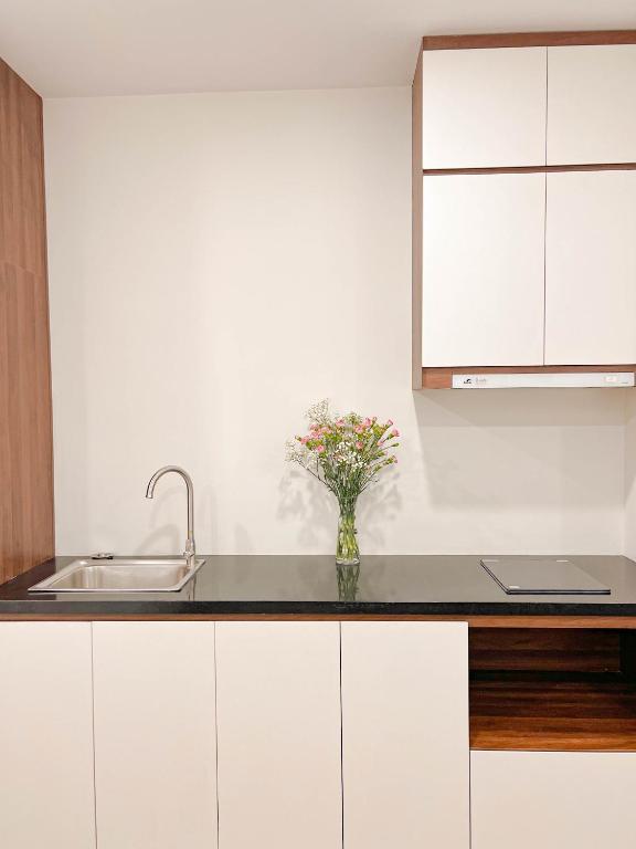 Kuchyň nebo kuchyňský kout v ubytování Heyday apartment